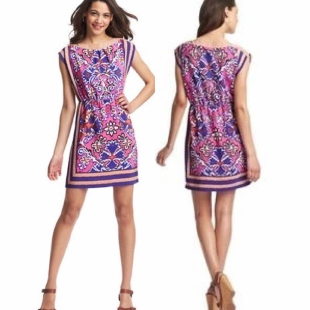 Ann Taylor Loft Paisley Scarf Print Boat Neck Midi Sheath Dress